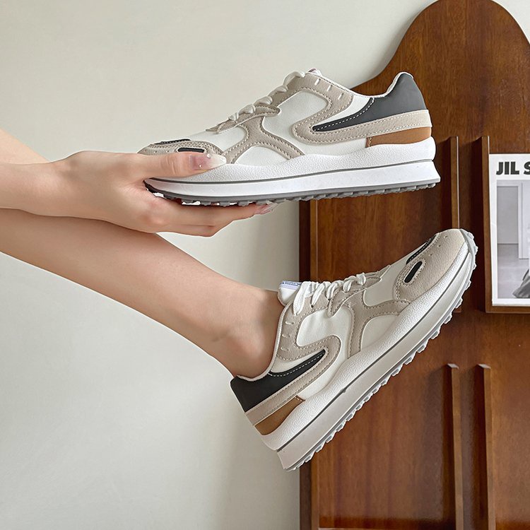 Giày Thể Thao Cột Dây Mũi Tròn Thoáng Khí Thoải Mái Phong Cách Mới