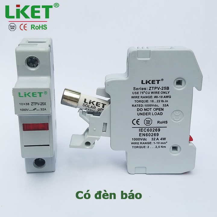 Bộ cầu chì LKET Solar 1000V DC cho điện năng lượng mặt trời 1A 2A 3A 4A 5A 6A 8A 10A 12A 15A 16A 20A