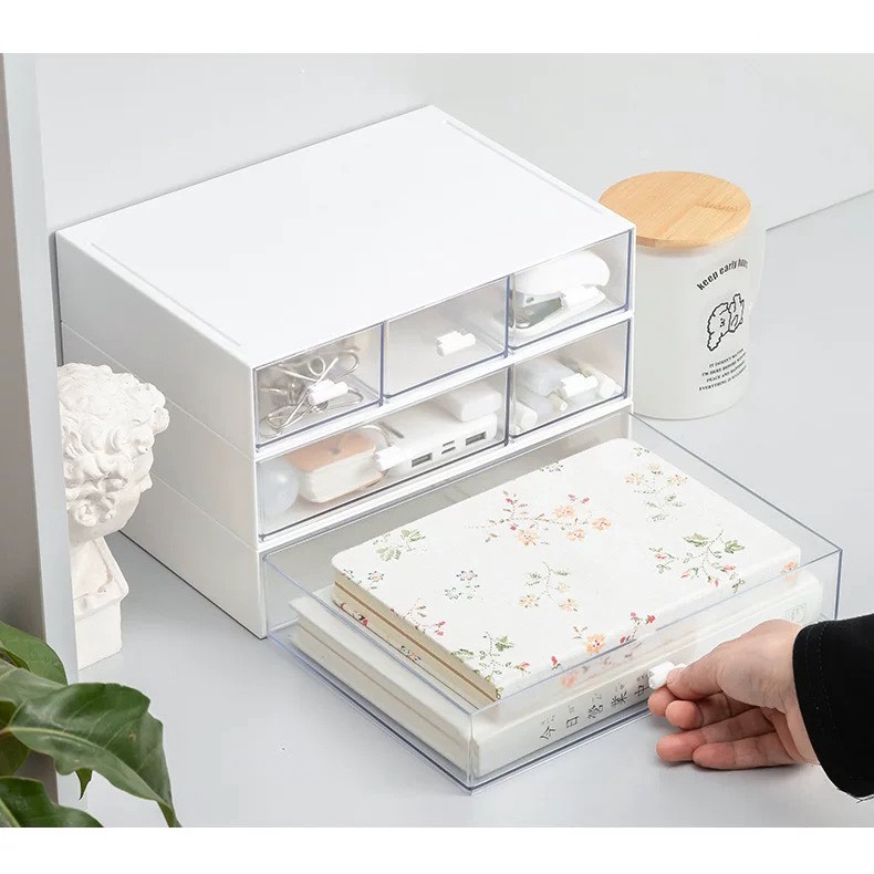 Kệ tủ đựng đồ mini để bàn màu trắng Béo shop hộp nhựa ngăn kéo lắp ghép đựng washi đồ dùng học tập decor bàn làm việc