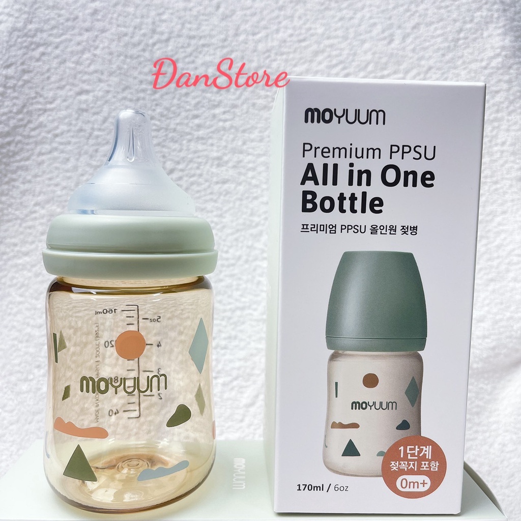 Bình Moyuum mẫu mới, Bình Moyuum Mây, bình sữa Moy 170/270ml đổi núm số 1 2 3 4 cloud màu xanh tại HCM, HN