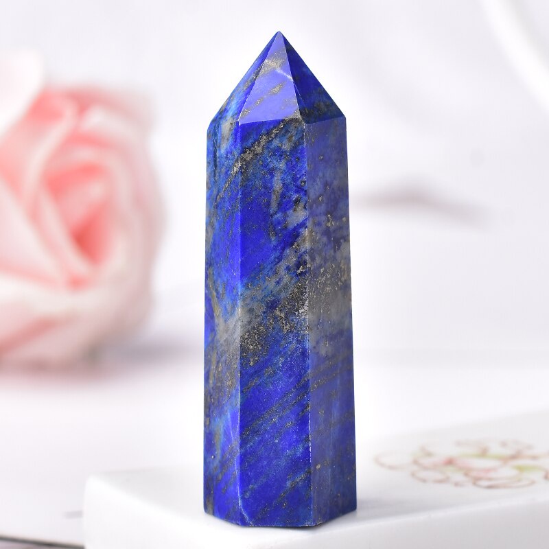 1 Đá Tinh Thể Thạch Anh Lapis Lazuli Tự Nhiên Hình Trụ Lục Giác Dùng Để Trang Trí Nhà