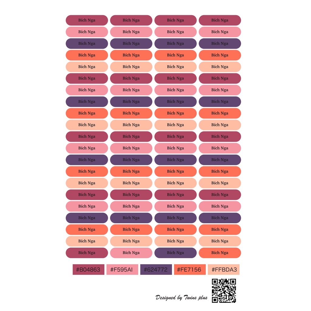 Set 84 tem tên, sticker tên  ngũ sắc dán đồ dùng học tập, mỹ phẩm, đồ dùng cá nhân siêu cute