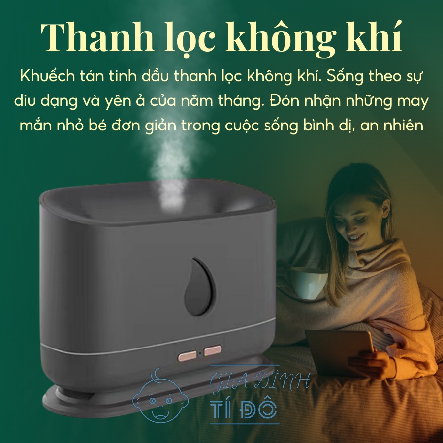 Máy phun sương tạo ẩm, máy xông tinh dầu đèn ngọn lửa DIFFUSER chính hãng