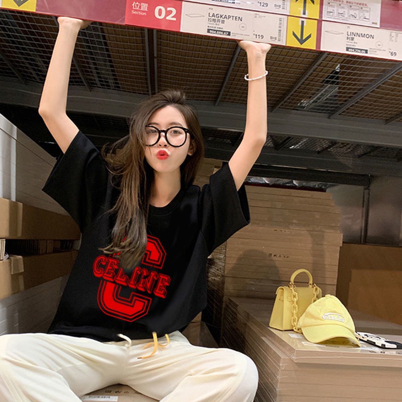 Áo thun nữ form rộng unisex tay ngắn cổ tròn in hình đẹp freesize hàng Quảng Châu ANDOSA AT05