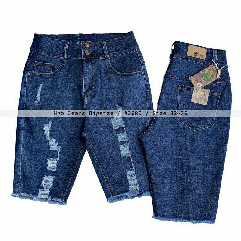 Quần ngố jeans 2 khuy bigsize.