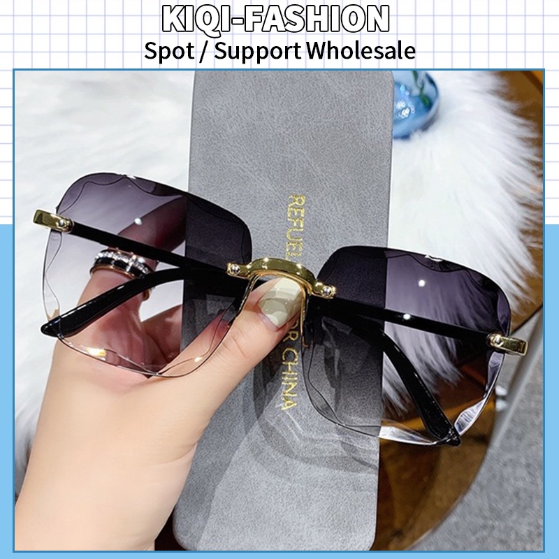 New Sunglasses for Women Fashion Rimless Beach Gradient Sunglass Original Lady Retro Branded Shades UV400 Eyeglasses