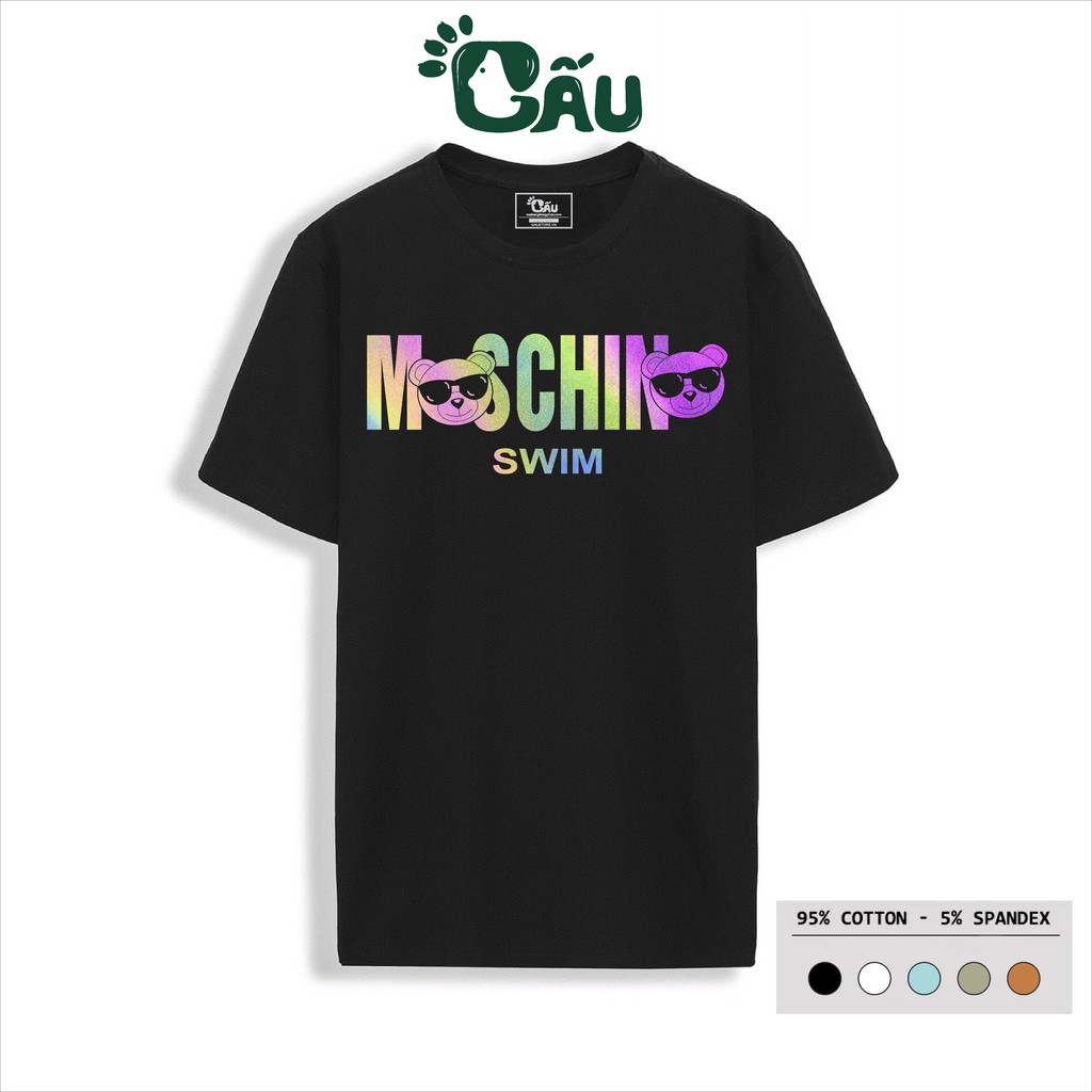 Áo Thun Nam GẤU 194 Moschino cổ tròn tay ngắn vải coton co dãn, dày dặn, form regular fit