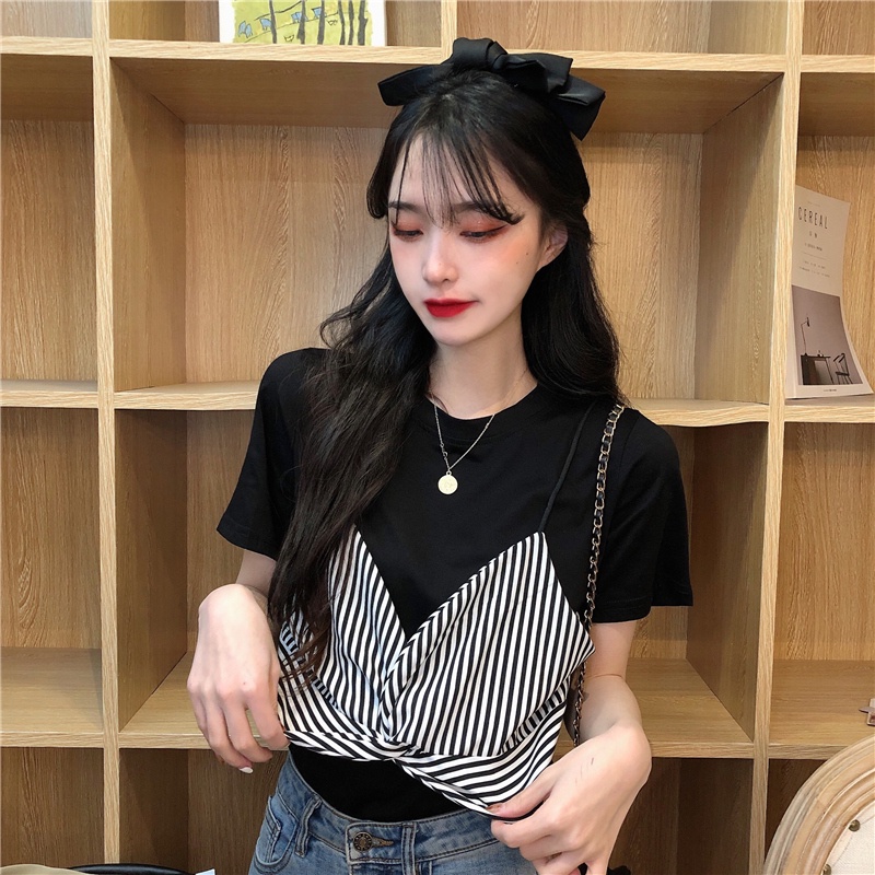 Áo Thun Tay Ngắn Họa Tiết Sọc Thời Trang Dành Cho Nữ