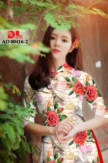 Vải áo dài hoa hồng