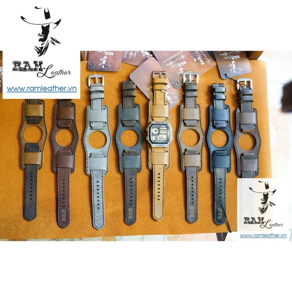 TẤM LÓT DÂY ĐỒNG HỒ BUNDSTRAP RAM b2 VÀNG SỮA-CHÍNH HÃNG RAM LEATHERĐỦ SIZE . .