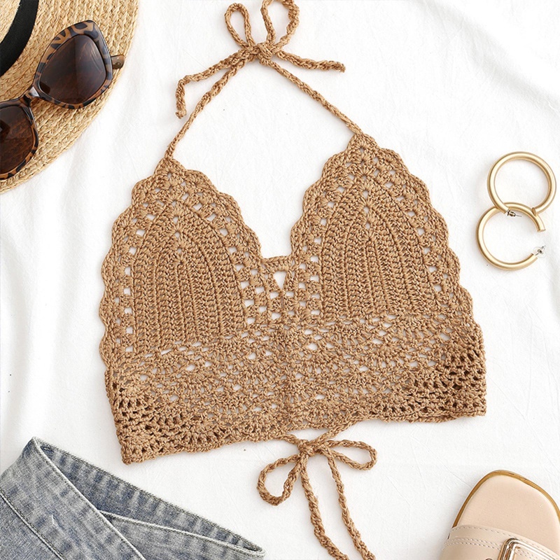 Áo Croptop Dệt Kim Cổ Chữ V Hở Lưng Quyến Rũ Thời Trang Đi Biển Mùa Hè Cho Nữ