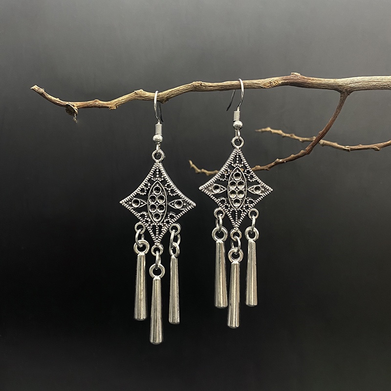 Bông tai tây tạng thả dài phong cách boho mông cổ đôn hoàng cosplay cổ phục