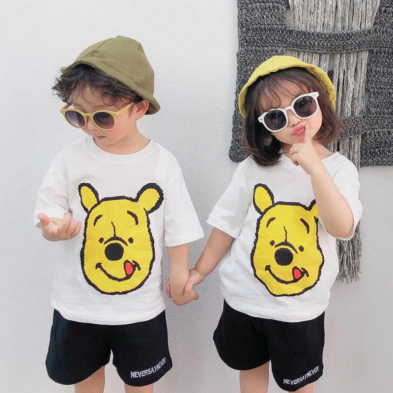 Áo Thun Gia Đình In Hình Gấu Vàng Dễ Thương DLX