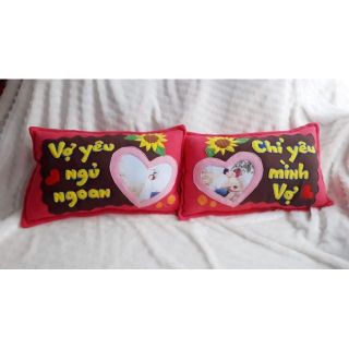 Bộ 2 gối cưới handmade in ảnh