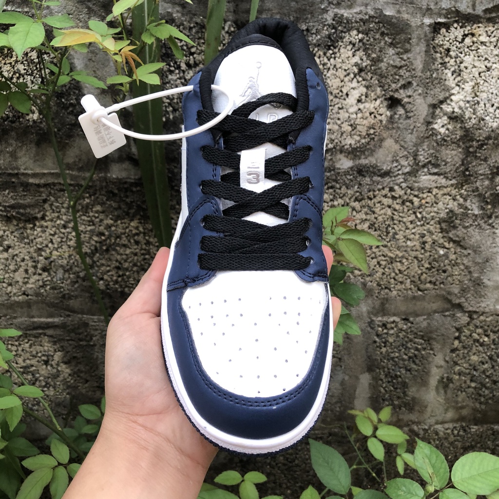 Giày thể thao Jordan xanh navi cao cổ thấp cổ, giày sneaker JD1 high low màu xanh than nam nữ đầy đủ bill box