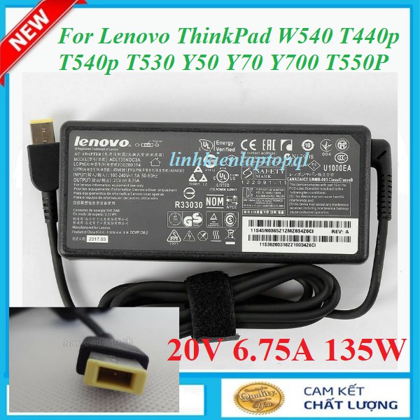 Sạc laptop Lenovo ThinkPad T440p T540p T530 Y50 Y70 Y700 T550P ( Adapter lenovo 20V 6.75A 135W )