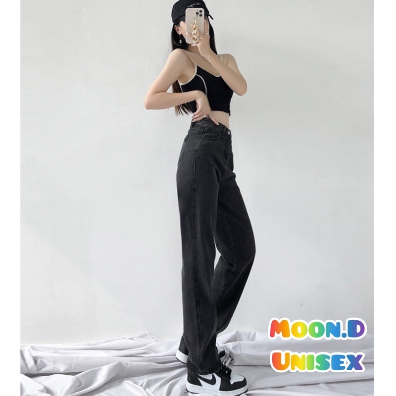Quần Jeans Nữ ỐNG SUÔNG Màu Đen Unisex🖤 Form Siêu Hách Dáng [Ảnh + Video Thật] Từ Moon.D 🔥 | BigBuy360 - bigbuy360.vn