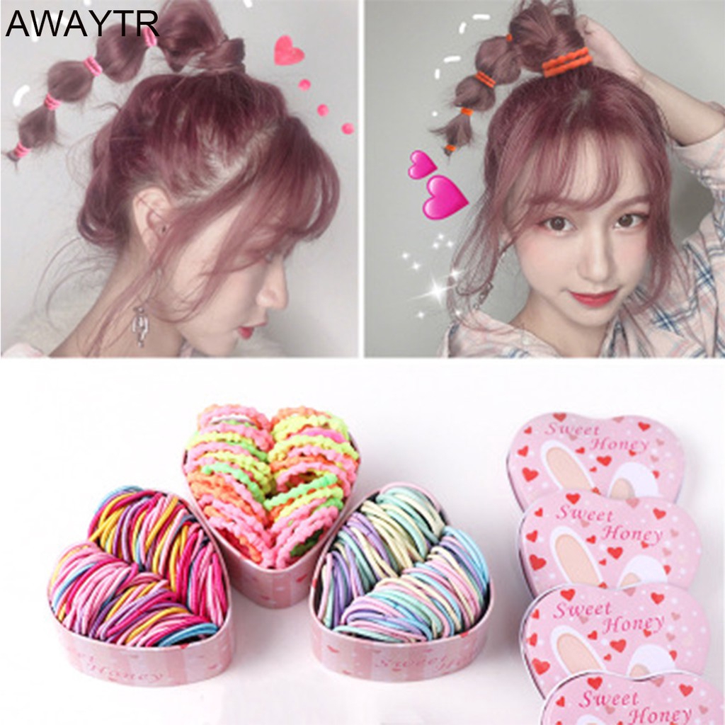 Set 50 dây cột tóc cao su phong cách Hàn Quốc dễ thương
