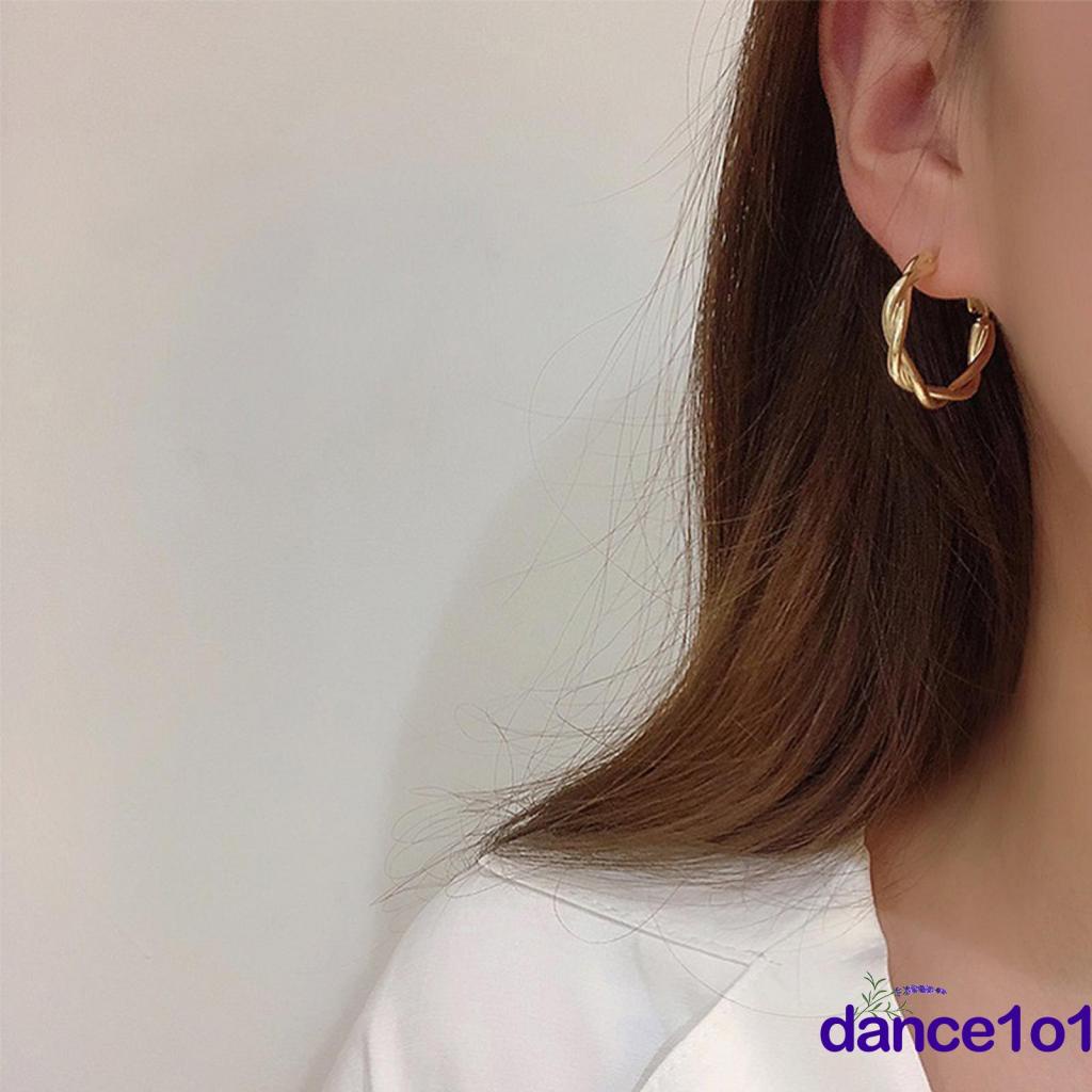 Bông tai màu trơn dạng xoắn hình tròn tinh tế cho nữ