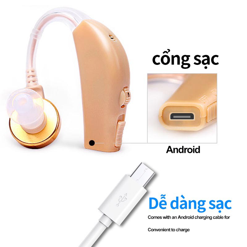 【Mua 1 Tặng 1】 Máy trợ thính có thể sạc lại USB Bộ khuếch đại âm thanh BTE Máy trợ thính có thể điều chỉnh cho người cao