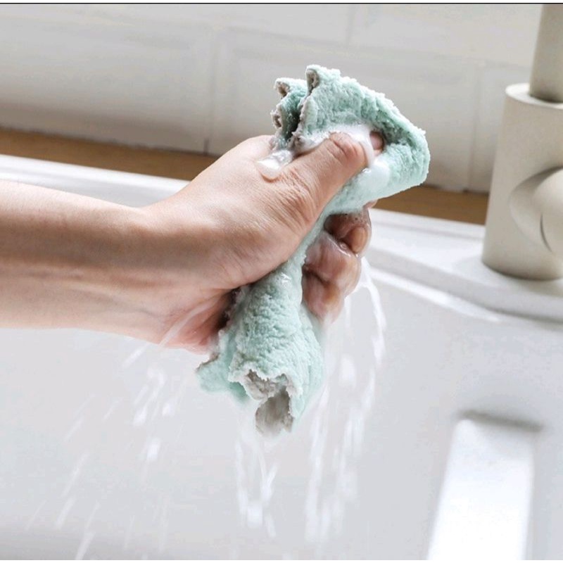 Khăn lau đa năng bếp, bát đĩa, cốc chén thấm nước chống dính dầu mỡ hai mặt