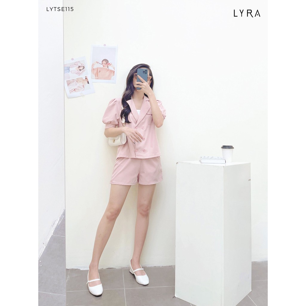 Set áo cổ vest kèm quần short thiết kế by LYRA, set bộ balzer dáng dáng suông chất liệu cao cấp nữ tính- LYTSE115