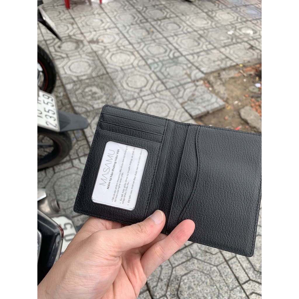 Ví da bò đựng card Masamu màu đen