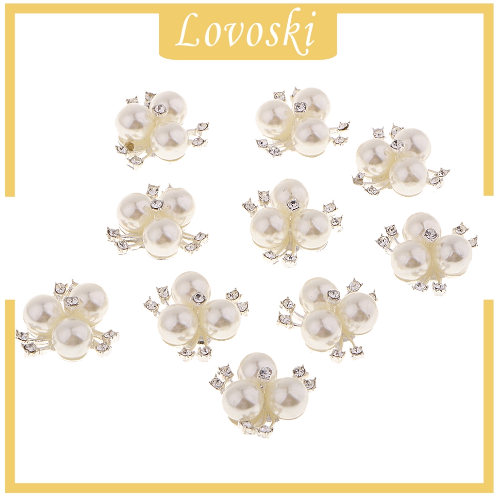 Bộ 10 Nút Hợp Kim Đính Đá Và Ngọc Trai Dùng Làm Đồ Thủ Công DIY