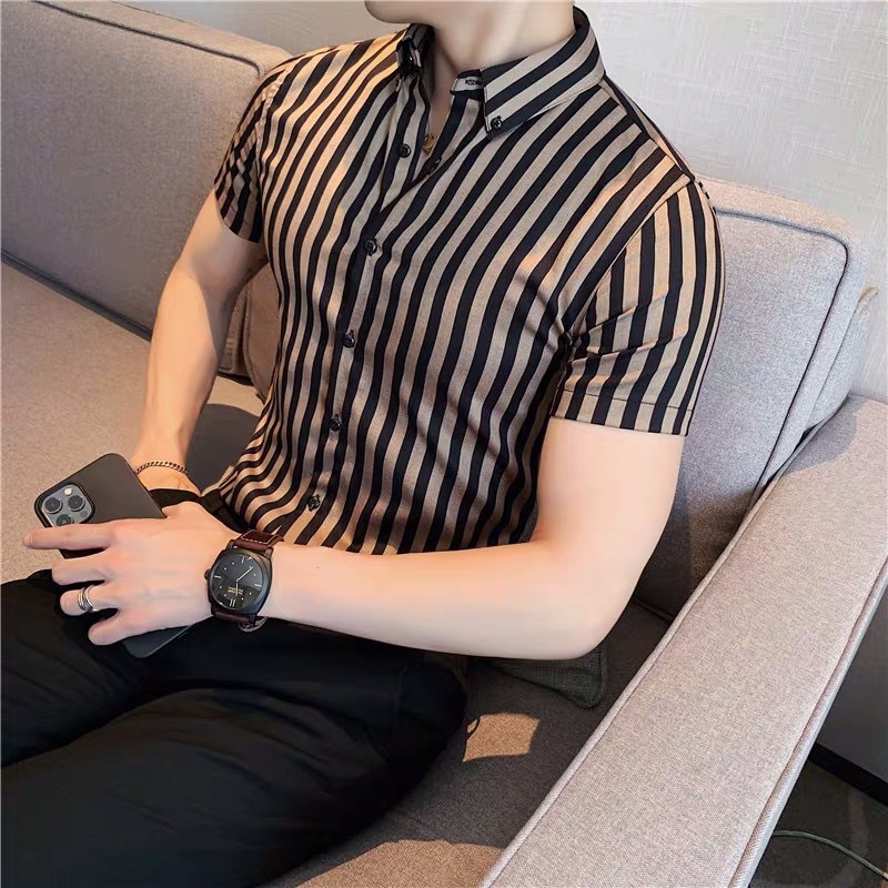 Áo sơ mi - Áo sơ mi nam ngắn tay đẹp - Dáng slim trẻ trung tôn dáng người mặc, chất vải mềm mịn thoáng mát thoải mái