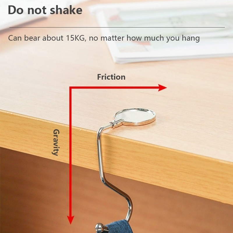 Móc Treo Túi Xách Bằng Thép Không Gỉ Đa Năng Có Thể Gấp Gọn Tiện Dụng