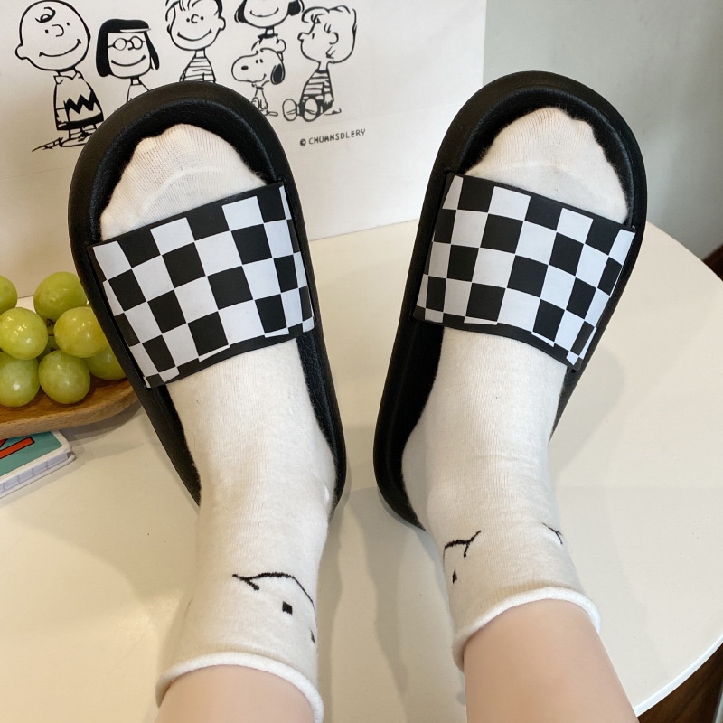 Dép quai ngang IELGY họa tiết caro thời trang cá tính cho nữ