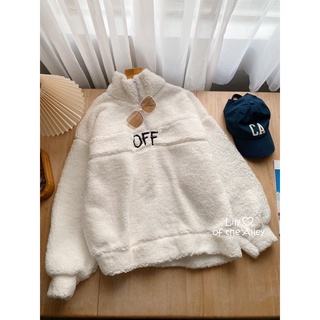 Áo hoodie lông thêu chữ OFF