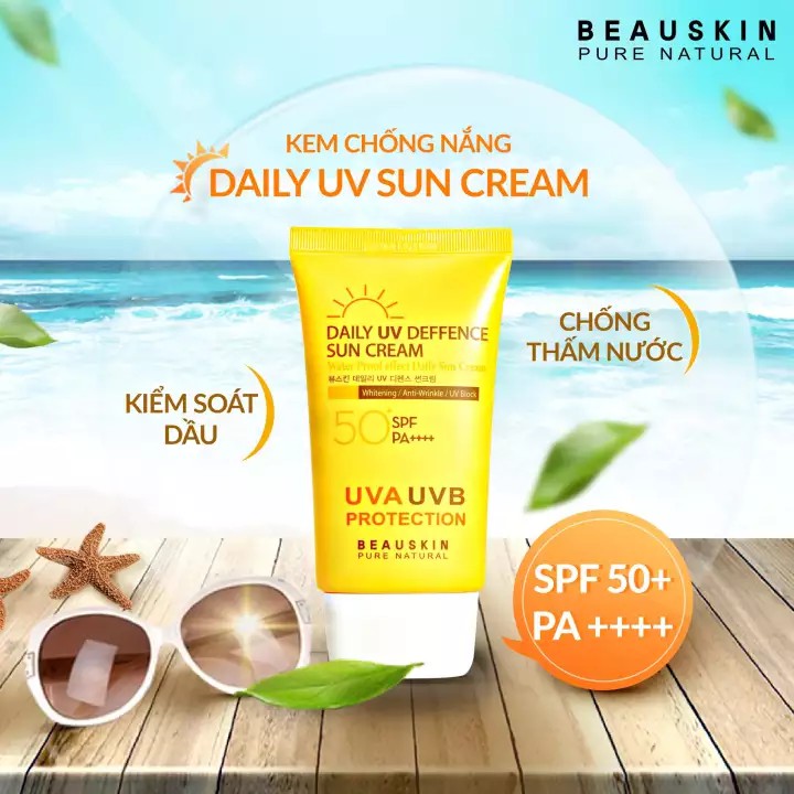 Kem chống nắng bảo vệ kiểm soát bóng nhờn lâu trôi Beauskin Daily UV Deffence Sun Cream 50ml - Hàn Quốc Chính Hãng