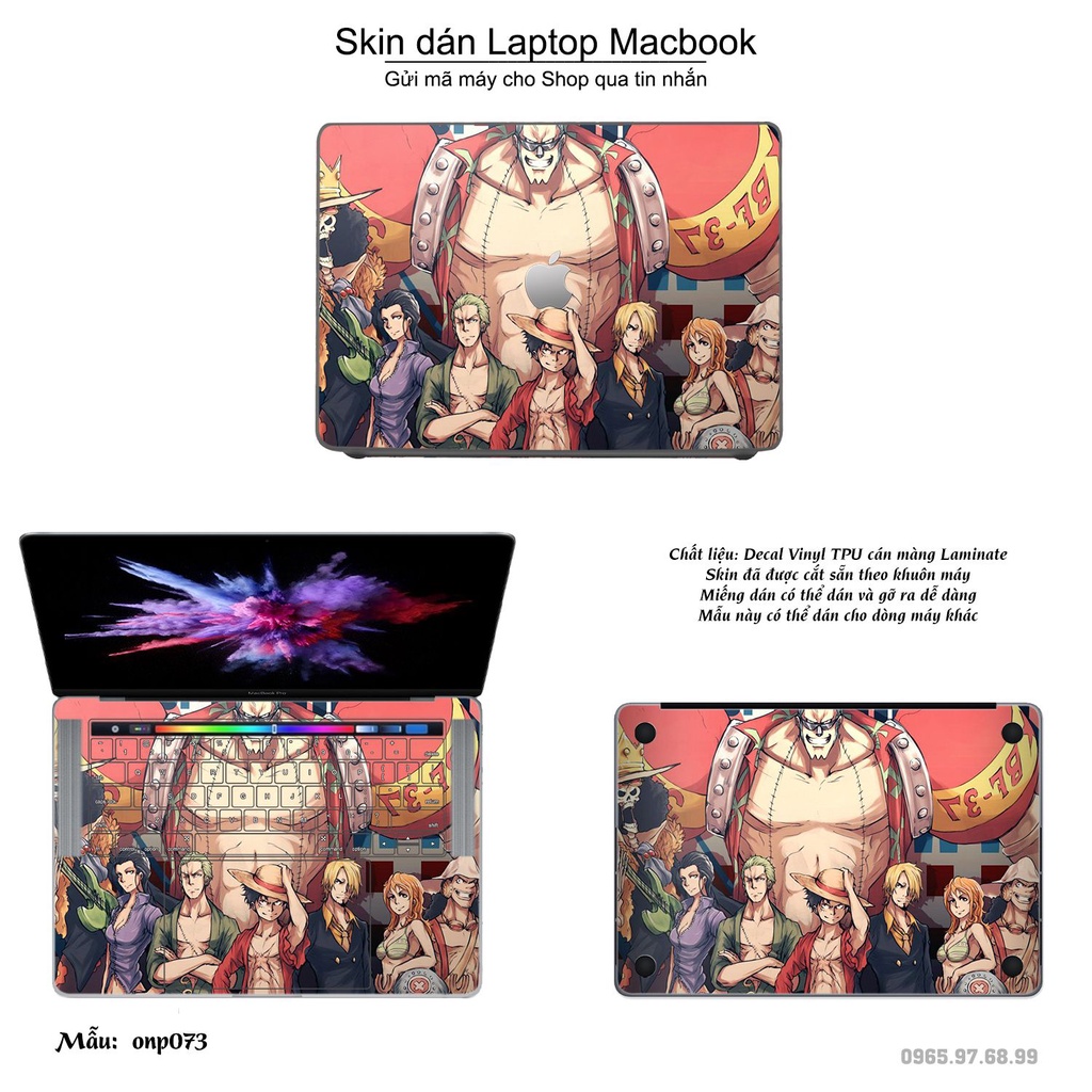 Skin dán Macbook mẫu One Piece (đã cắt sẵn, inbox mã máy cho shop)