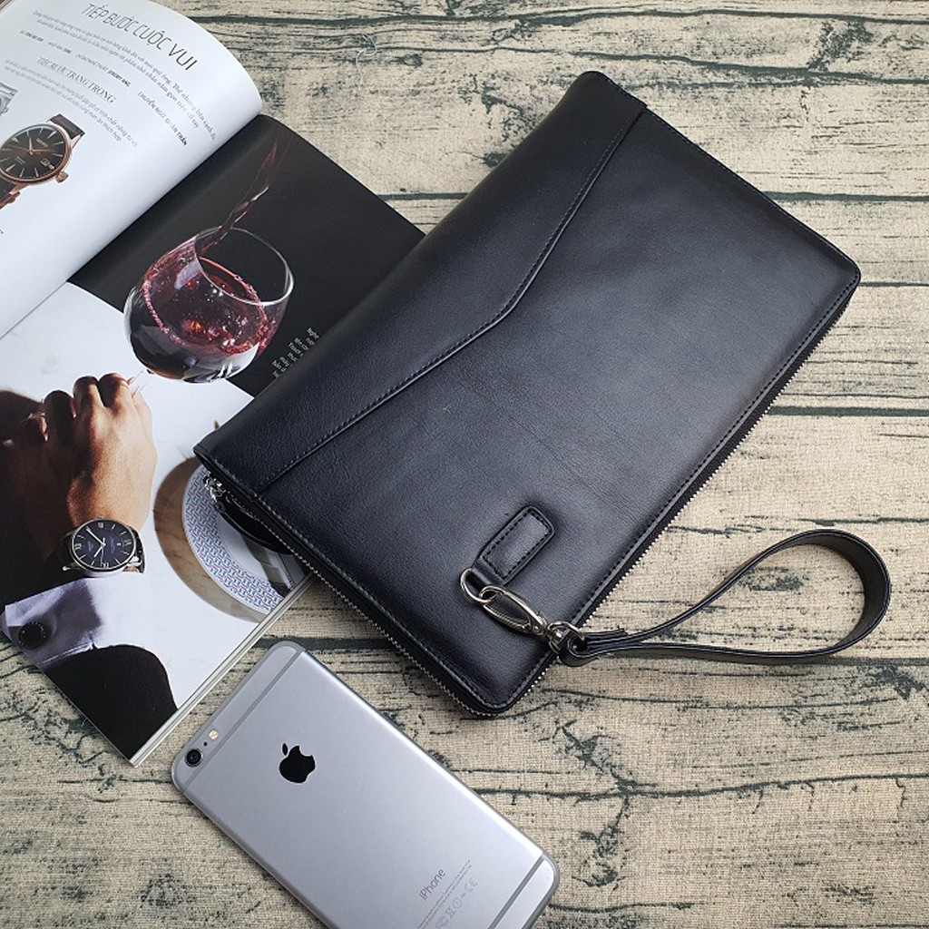 Ví cầm tay Clutch nam Da Thật Cao Cấp phong cách lịch lãm kích thước lớn (30x18cm) - CL120