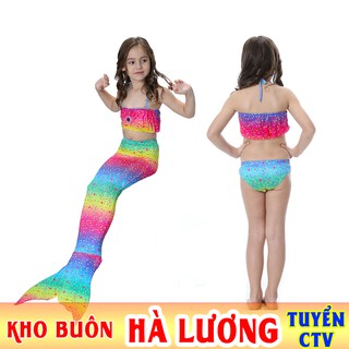 [BÁN BUÔN ĐỒ BƠI TRẺ EM] E82 Đồ bơi tiên cá tắm cầu vồng từ 4 đến 10 tuổi