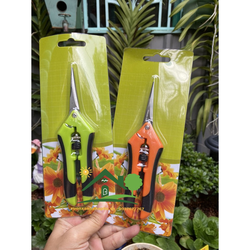 Kéo Mũi Nhọn - cắt tỉa cành có nút khoá mở rất êm tay. Chất liệu thép không gỉ, Stainless Steel.