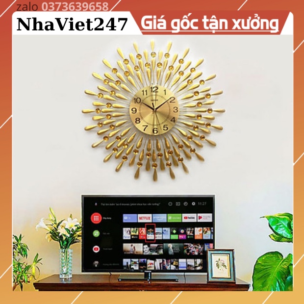 Đồng Hồ Treo Tường Trang Trí mã 1245-Kt 70cm-tranh 3d kim loại,decor tường đẹp,giá rẻ-quà tặng ý ngĩa-bh 5 năm