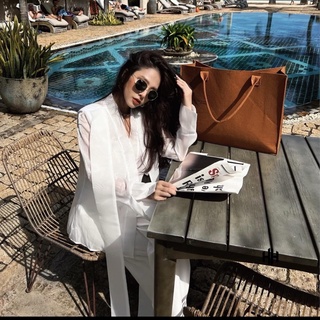 Set sơ mi vạt dài cao cấp Ashley trắng