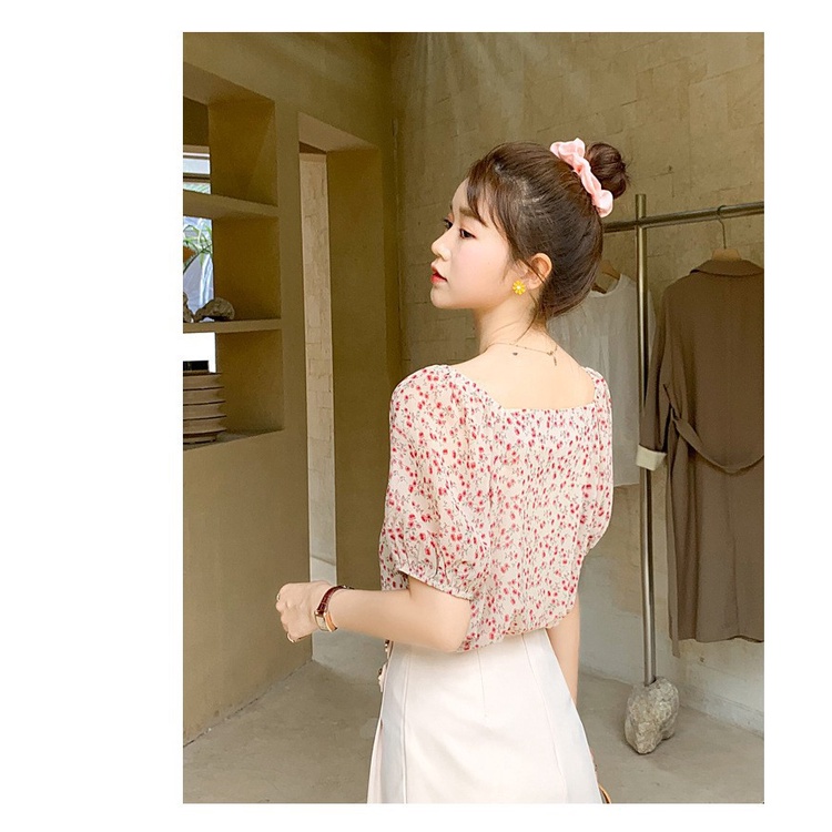 A96628 Áo chiffon nữ hè ngắn tay hoa nhí  hàng nhập