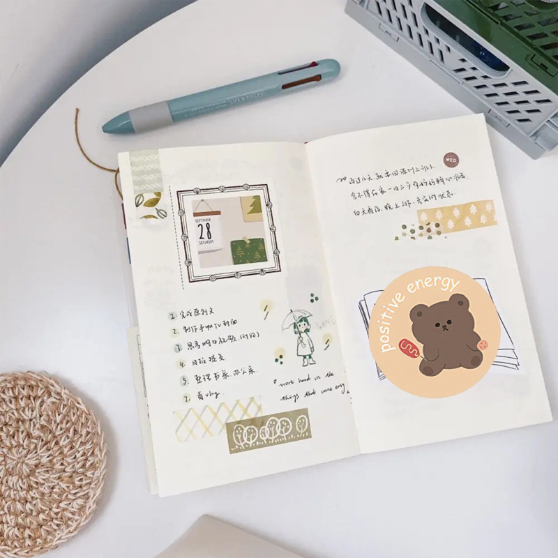 Cuộn 500 Nhãn Dán Tròn Họa Tiết Hoạt Hình Thank You Trang Trí Sổ Tay Nhật Ký