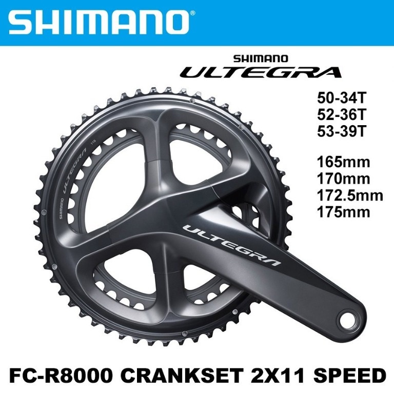 Giò dĩa  xe đạp hiệu Shimano Ultegra R8000 Hollowtech - Crankset 2x11-speed - Black