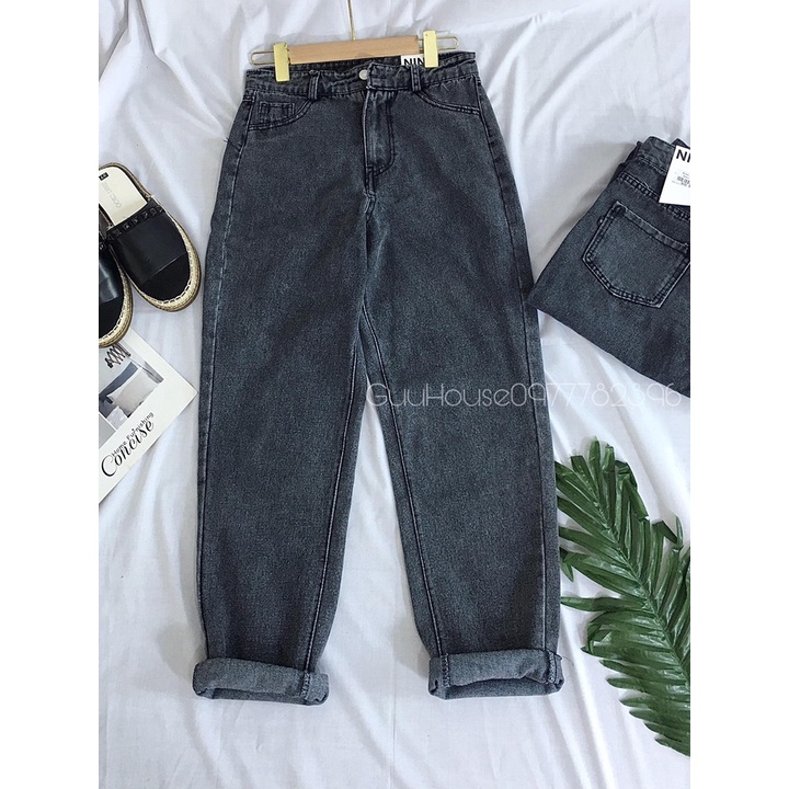 Quần baggy jeans Bingshop lưng cao ống đứng vải đẹp đủ size | BigBuy360 - bigbuy360.vn