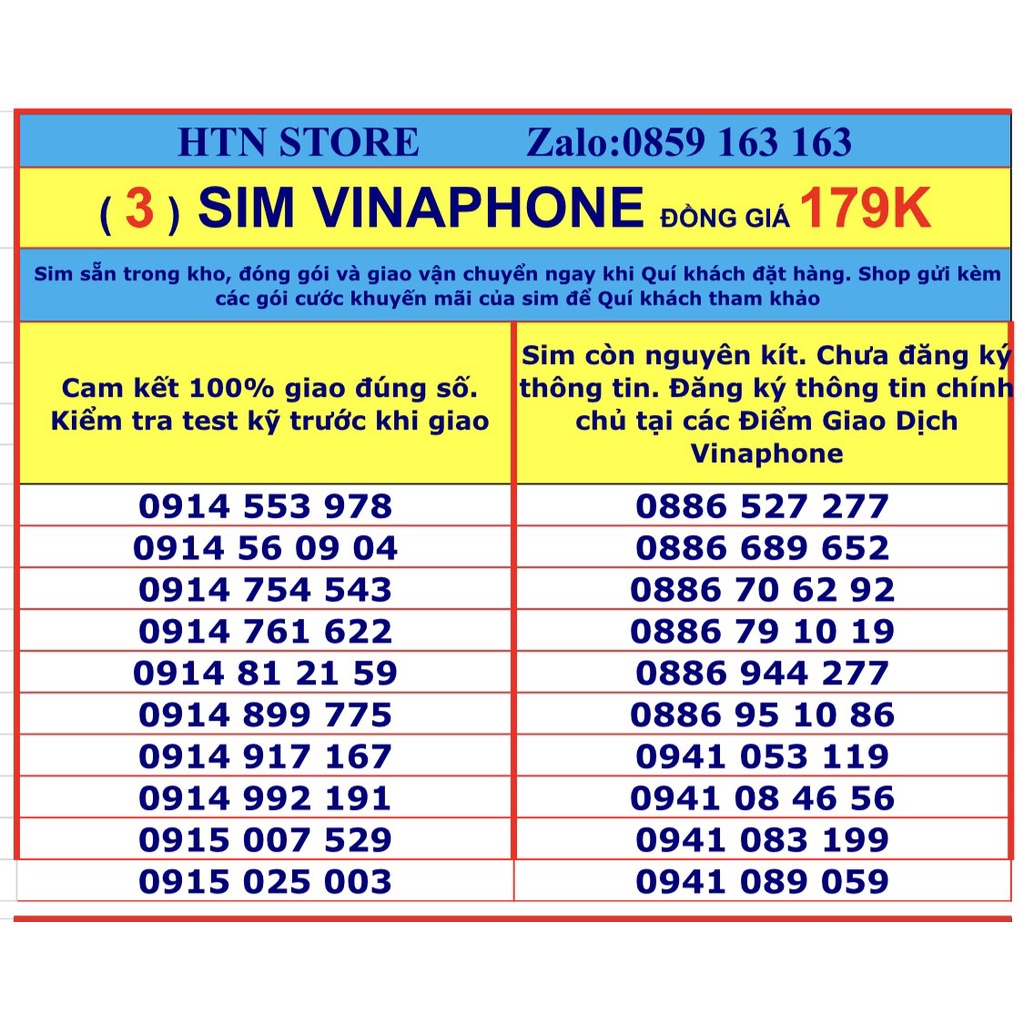 Sim vinaphone số đẹp giá rẻ đồng giá 179k - sim trả trước (3)
