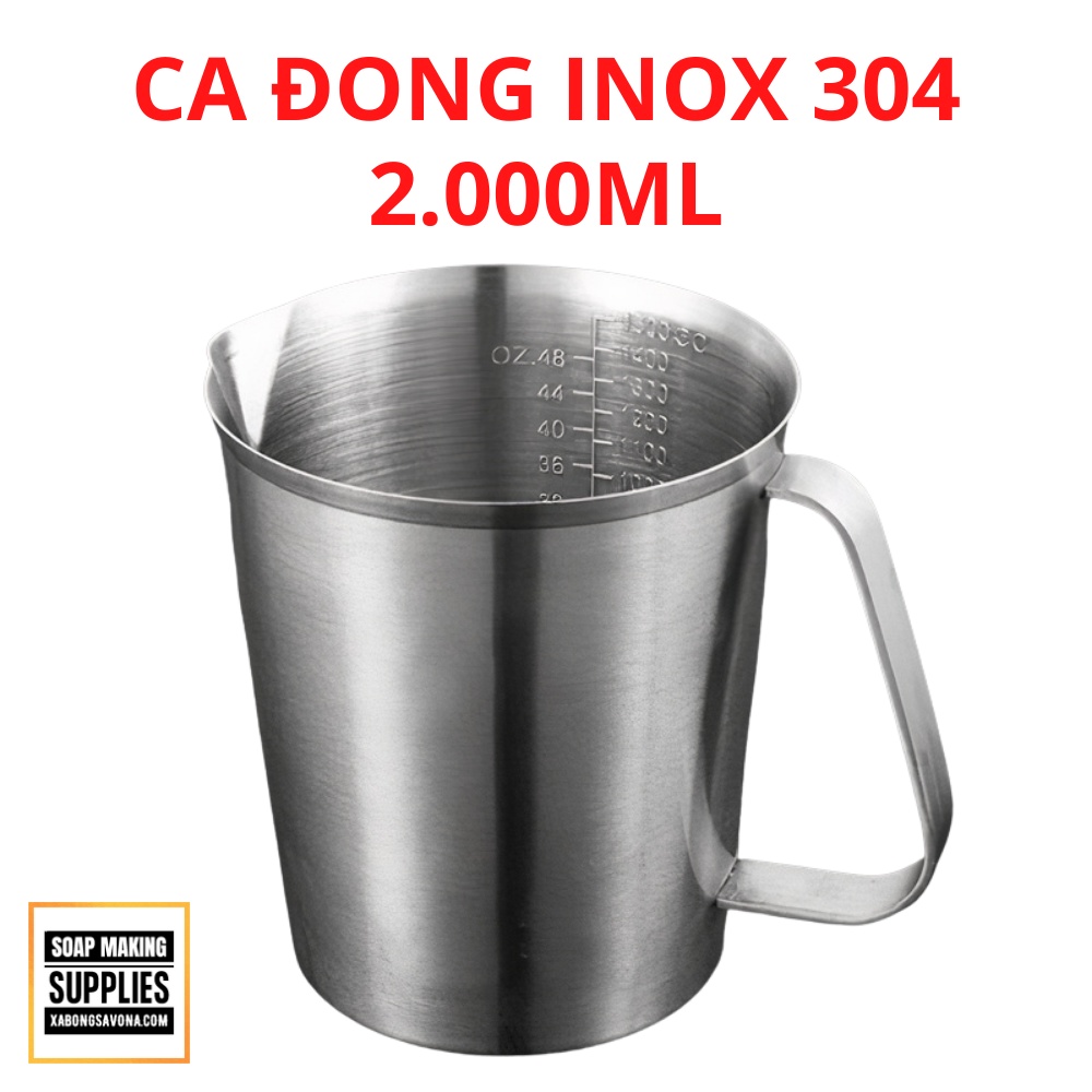 CA ĐONG 2L INOX 304 THÉP KHÔNG GỈ - CA ĐONG CHỊU NHIỆT CAO - HB-304 THICK STAINLESS STEEL MEASURING CUP SCALE