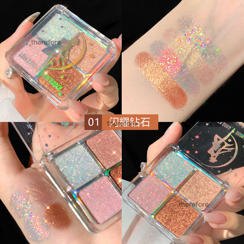 [Hàng mới về] Bảng phấn mắt 4 màu lấp lánh vỏ hình thủy thủ mặt trăng chống thấm nước | BigBuy360 - bigbuy360.vn