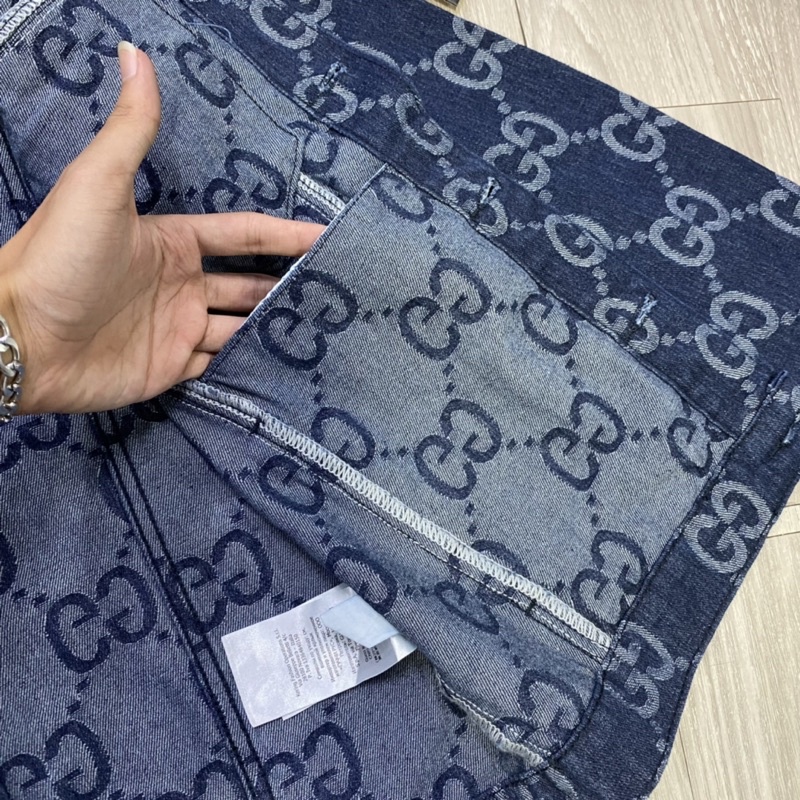 Áo khoác gucci vân chìm cao cấp, áo khoác bò nam vân nổi thời trang 2022 siêu hot