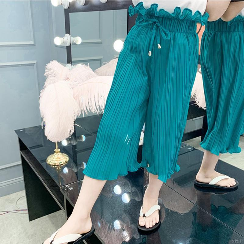 Quần Trousers dài chất liệu voan chống muỗi form rộng thoải mái cho bé gái từ 2-10 Years