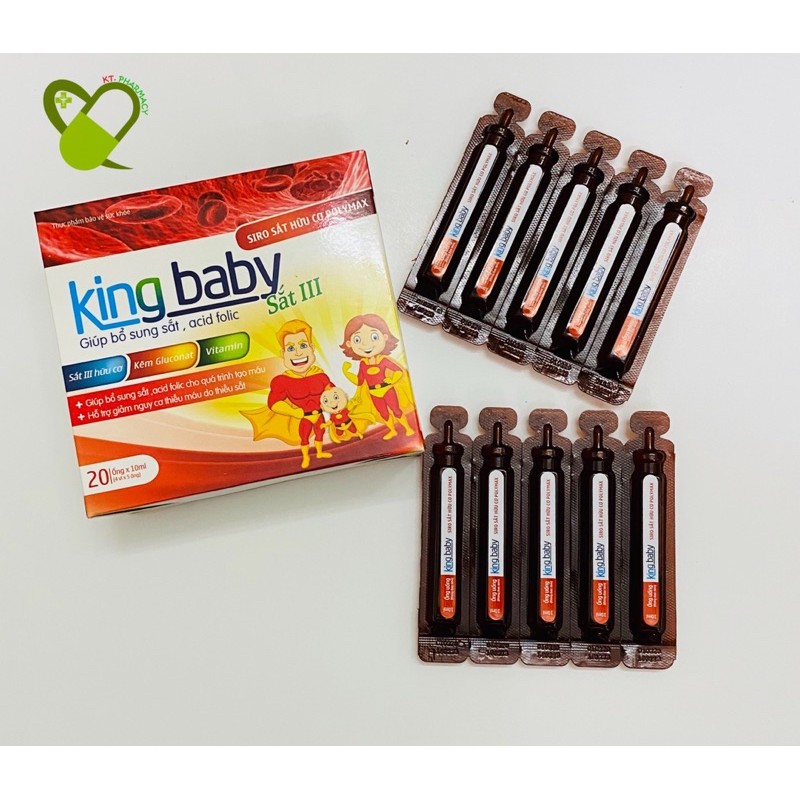 Siro Sắt Hữu Cơ Polymax Kingbaby - Bổ sung sắt, giảm nguy cơ thiếu máu - Hộp 20 ống