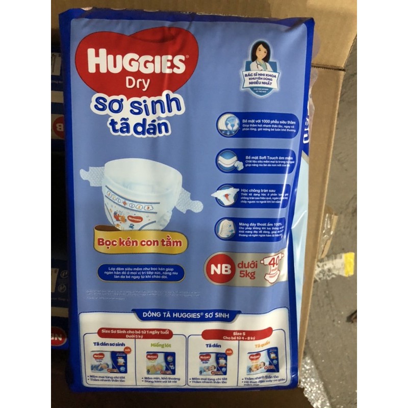 Tã dán sơ sinh Huggies dry newborn (58+2)